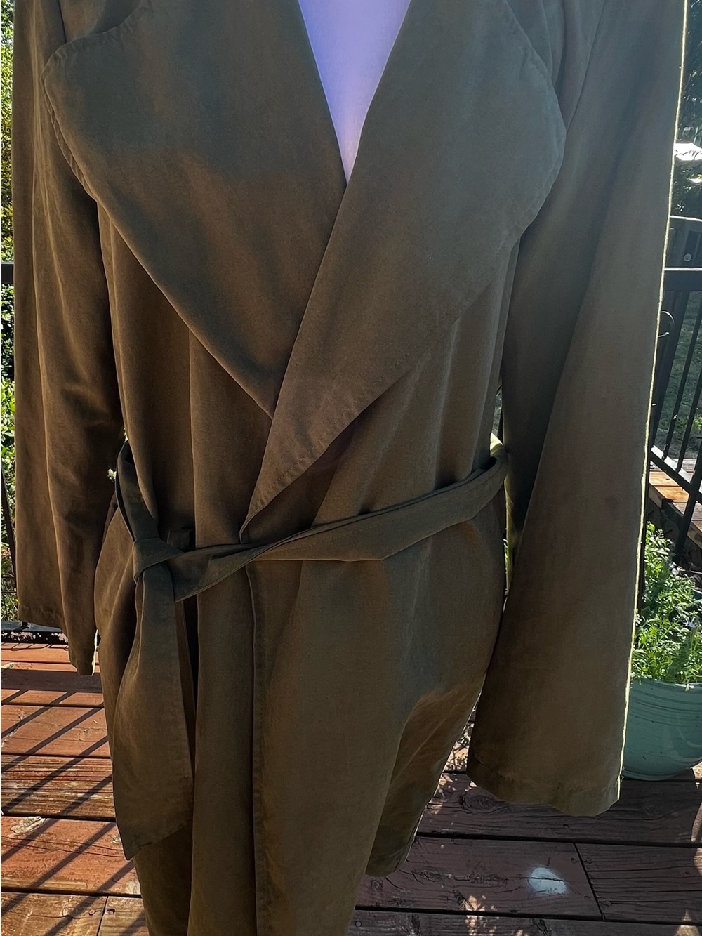 Love Tree Olive Belted Wrap Pea Coat. Size S. NWT.